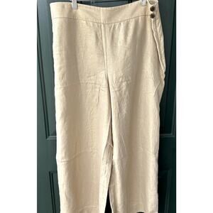 NWT Talbots 100% Linen Wide Leg Cropped Pants with Gold Metallic Coating, Sz 12